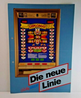 Bally Wulff Diplomat Vintage Original Slot Machine Promo Art Sheet German 