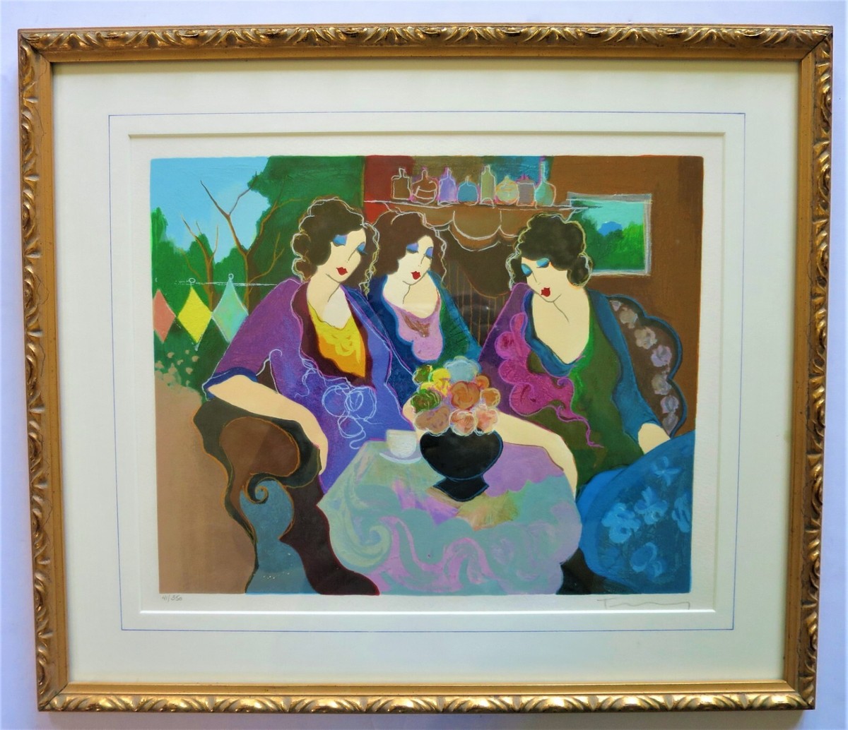 Itzchak Tarkay Signed Serigraph Three Ladies After The Party