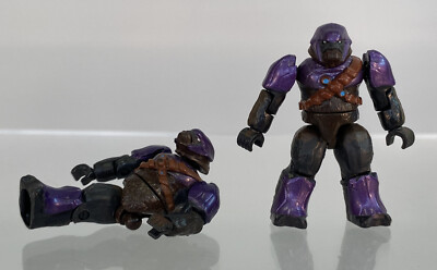 Mega Bloks Halo Covenant Brute Mini Figure Lot Of 2 Purple Variant Series 2