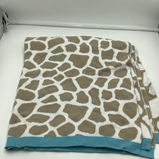 Circo Giraffe Baby Blanket Tan White Animal Print Knit Aqua Blue Trim Target
