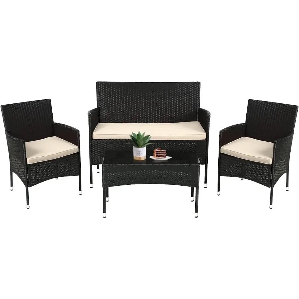 4 Piece Outdoor Wicker Rattan Indoor/Outdoor Patio Furniture Set Four Pieces New