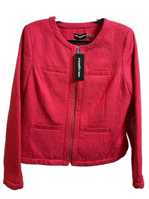 Karl Lagerfeld Paris Jacquard Jacket Pink Full zip Size 12 NEW with tags