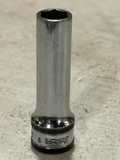 VINTAGE 2 BAND Snap-On SFSM9  3/8" Drive 6-Point Metric 9mm Deep Socket  USA