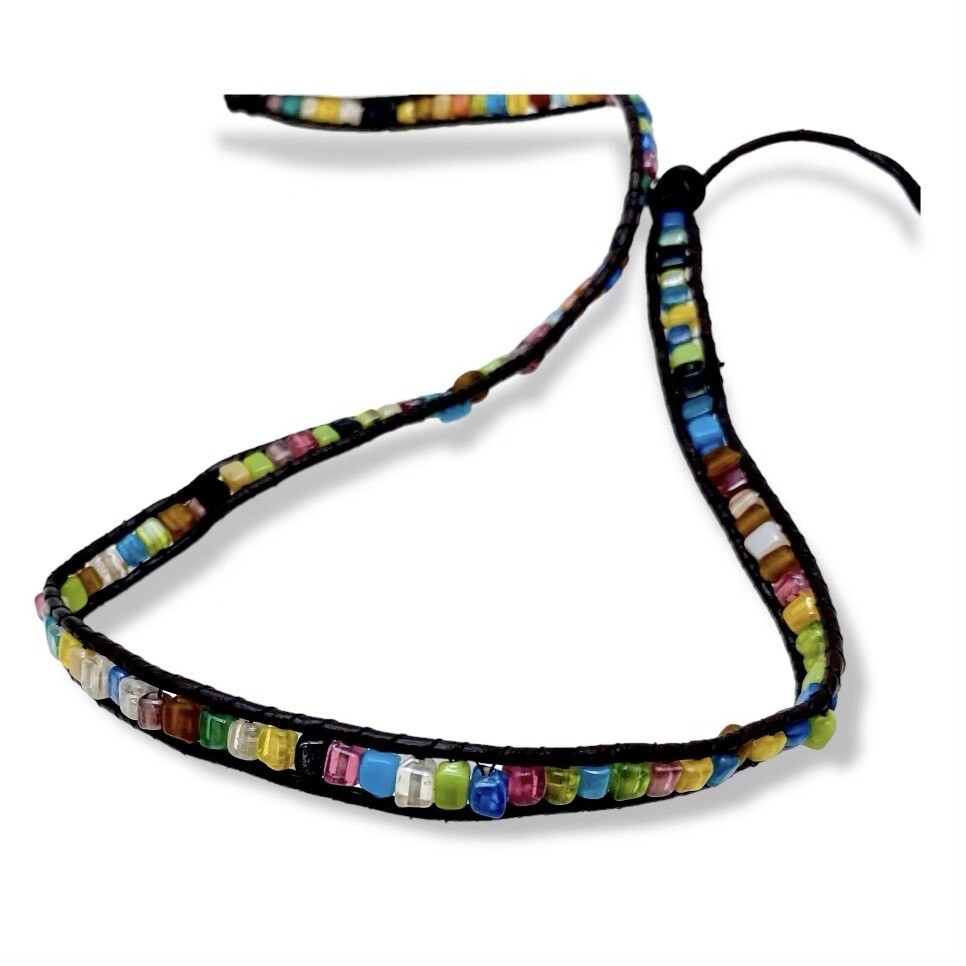 Wrap Bracelet Java Beaded Recycled Sea Glass Bead… - image 11