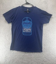 HANES NANO-T BLUE BUD LIGHT Can Football Logo TEE SHIRT TOP MENS SIZE Large A1