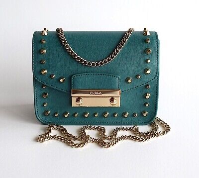 FURLA JULIA Green SAFFIANO LEATHER Metropolis STUDDED Mini FURLA JULIA Green SAFFIANO LEATHER Metropolis STUDDED Mini