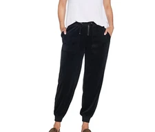  AnyBody Velour Jogger Pants-Black-Small  A345306 NEW