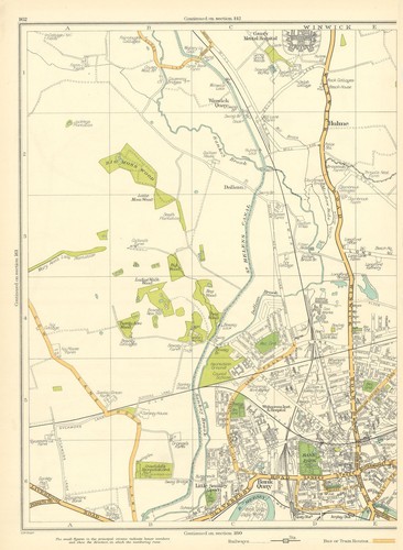 WARRINGTON Bank Quay Little Sankey Green Bank Park Hulme Winwick 1935 old map