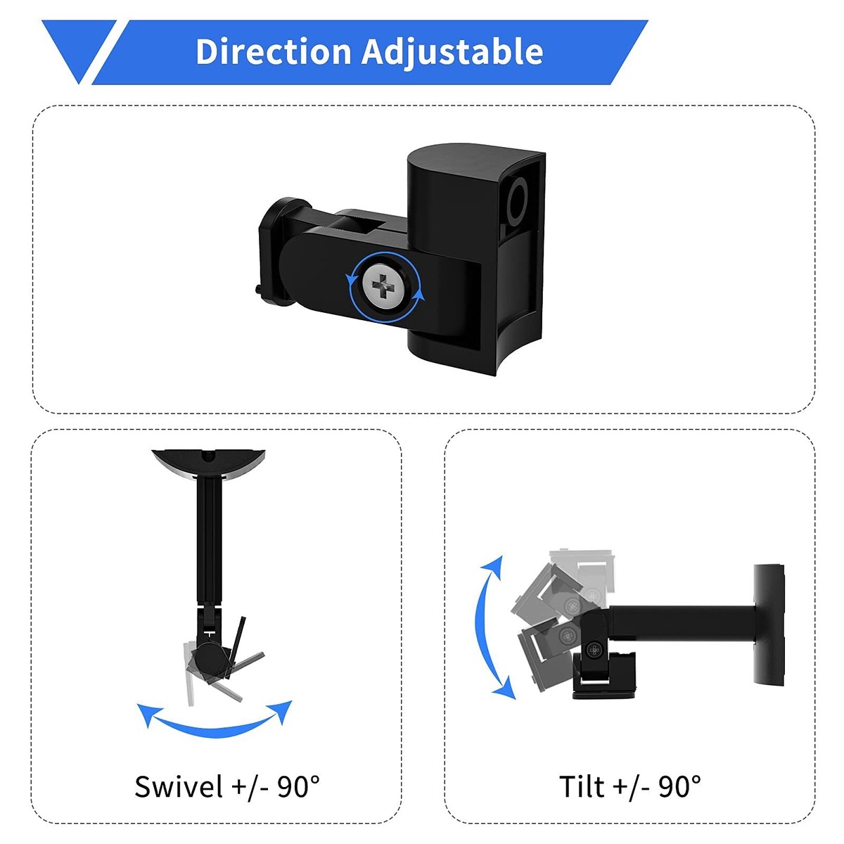 1/4" X 20 Universal Slim Wall Mount Brackets 5.1 For Surround - View #3