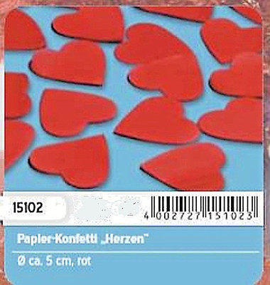 XXL Herzen Konfetti 5 cm x 5 cm aus rotem Seidenpapier 50 Stück *