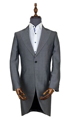 Grau Silber Frack Jacke Mohair Wolle Hochzeit Royal Ascot formelle Frack Herren