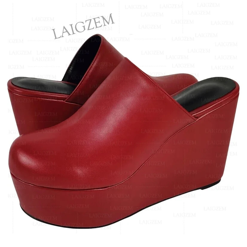 Women Platform Wedges Pumps Slip On Mules 11CM High Heels Sandals