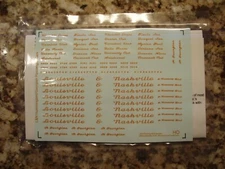 L&N Humming Bird/Georgian tavern-lounge and dining car HO-scale decals