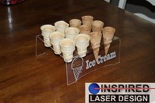Engraved Acrylic 12 Ice Cream Cone Holder Tray Catering Stand Rack Wedding Party