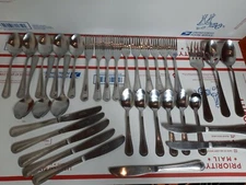 35 pcs GIBSON BEADED Stainless Flatware Soup Spoons Teaspoons Forks Knives