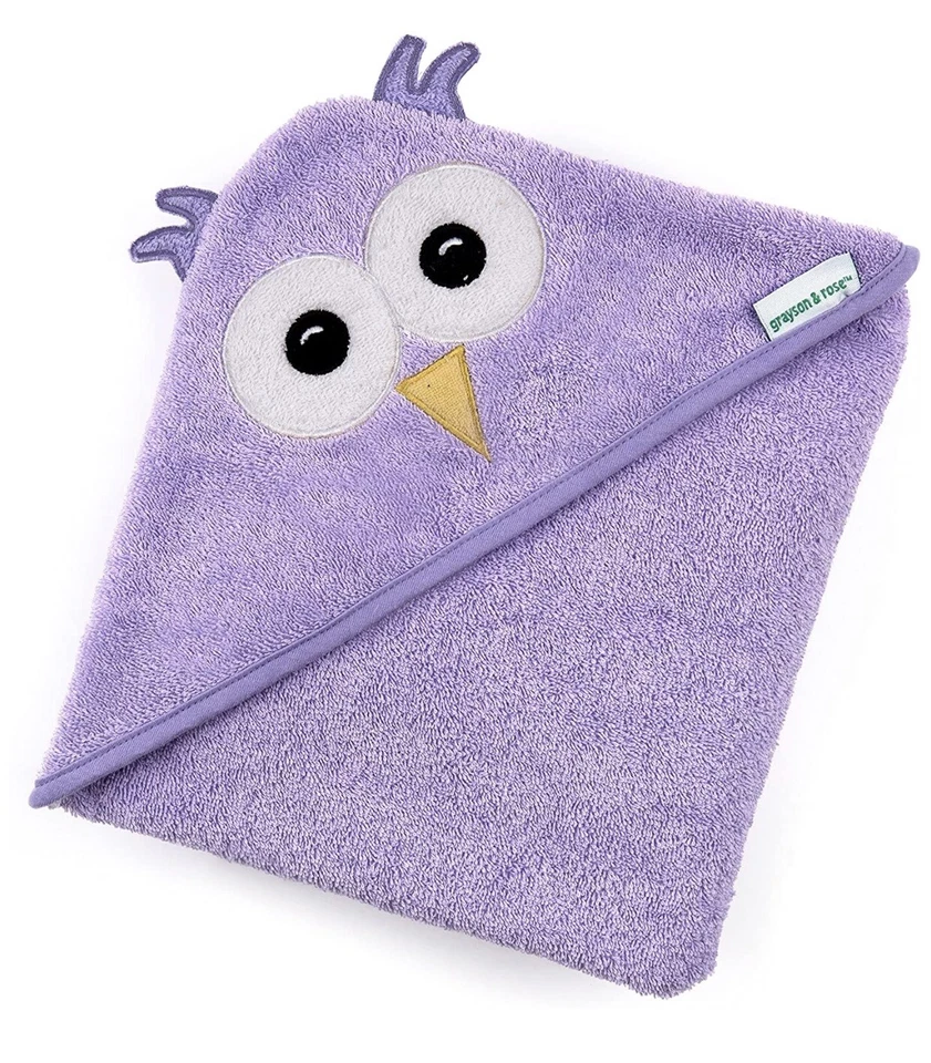 Grayson & Rose Kids Baby Hooded Purple Owl Beach Bath Towel 35x35 New $24.99 - Image 2 of 4