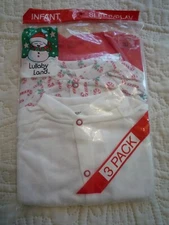 3 Pack Lullaby Land Infant Medium 6 Months Holiday Sleep Play One Piece w/ Feet