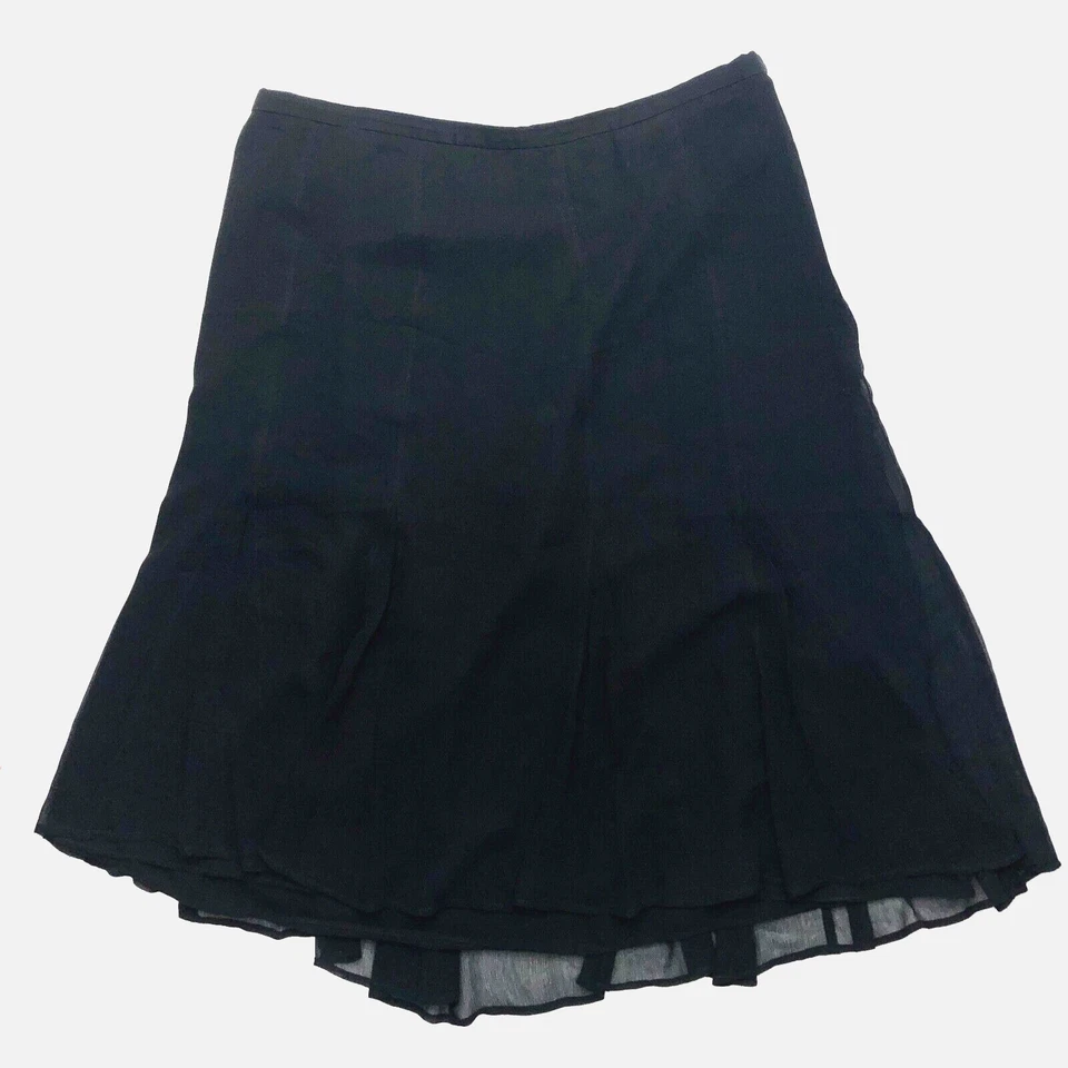 Falda acampanada vintage Y2K negra 100 % seda tiro bajo caprichosa gótica grunge en capas XXL Foto 3 de 4