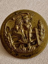 Bouton ancien, 18 mm, Kate Greenaway, enfants sous le parapluie, bon état