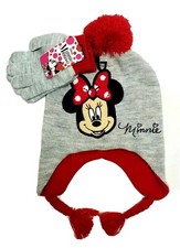 Disney Minnie Mouse Girls 2pc Pom Tassel Hat  Gloves Cold Weather Set: Ages 4-7
