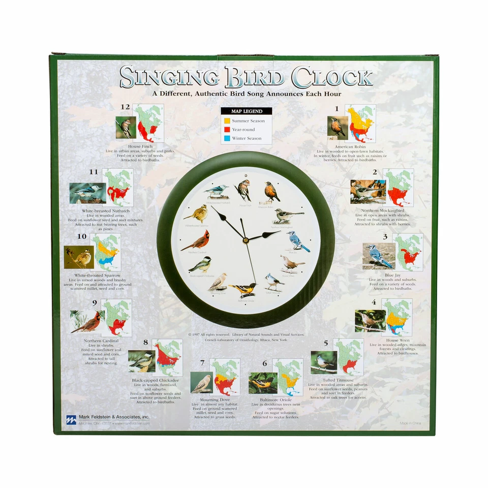 The Original Singing Bird Hanging Wall Sound Clock, 13 Inch, Green - Image 4 of 4
