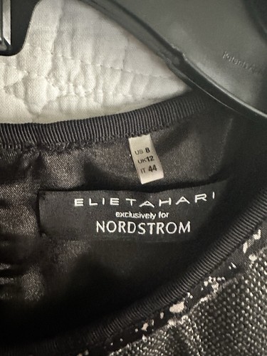 Elie Tahari Nordstrom Dress Sheath Tweed Black Gray Wool Blend Sleeveless Size 8 - Picture 3 of 10