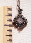 Rare Vintage Jerusalem 935 A.H.K Silver Blue Topaz Round Pendant Necklace 20" — photo 5