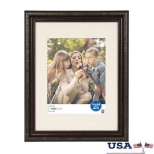 Decorative Wall Picture Frame 8x10 Matted to 11x14 Mahogany W/ Glass Hangers New