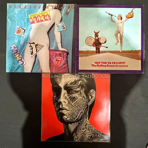 Rolling Stones 3 x Vinyl Record LP Job Lot Tattoo You Under Cover Get Yer