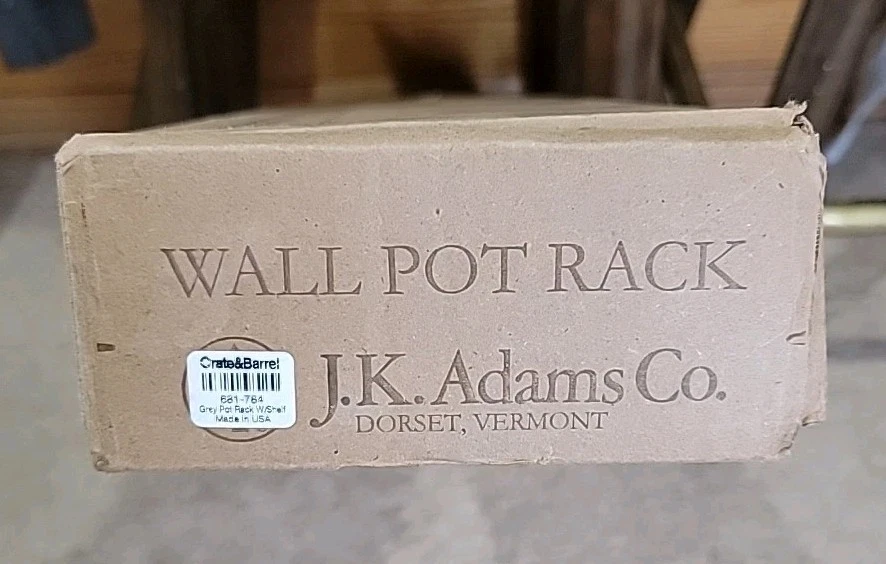 J.K. Adams 36" x 11" Estante para Ollas Montado en la Pared, 6 Ganchos Incluidos, Gris Foto 4 de 4