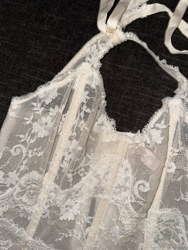 Victoria’s Secret Bustier Dessous Damen rosa Spitze und Netz Punkte Größe SMALL - Bild 2 von 4
