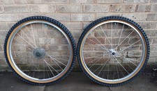retro 26" shimano xt m730 mavic rim brake wheels 238 231 mtb front rear 7 speed