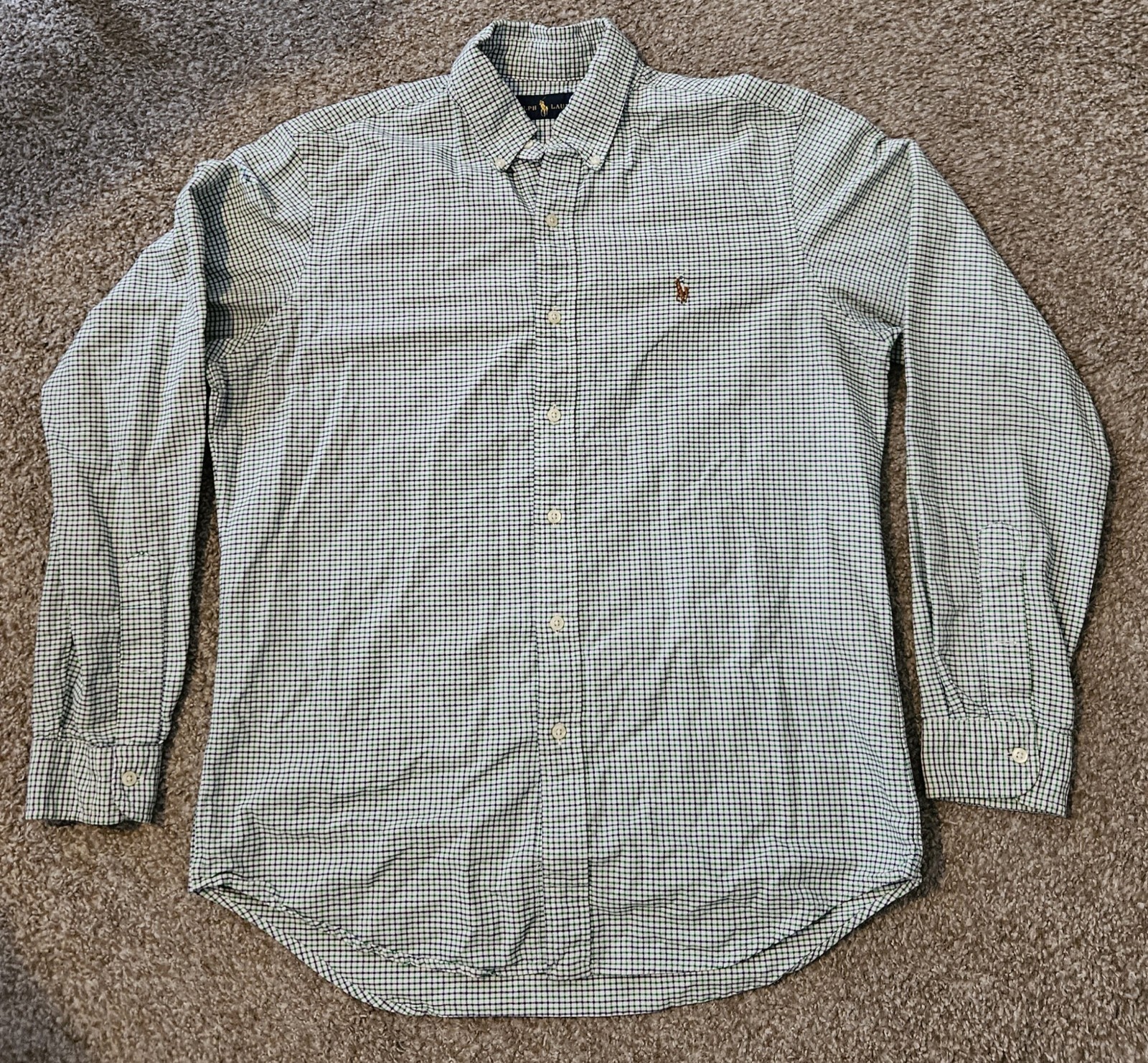 Ralph Lauren Oxford camicia uomo media bianca verde blu carne pony manica lunga