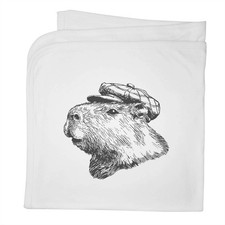 'Capybara Wearing Plaided Newsboy Cap' Cotton Baby Blanket / Shawl (BY00046518)