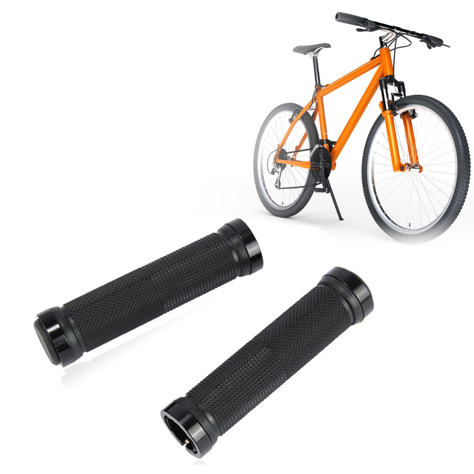 2Pcs Bike Handlebar Grips Shockproof Slip Resistant Rubber Bike Handle Grip OU