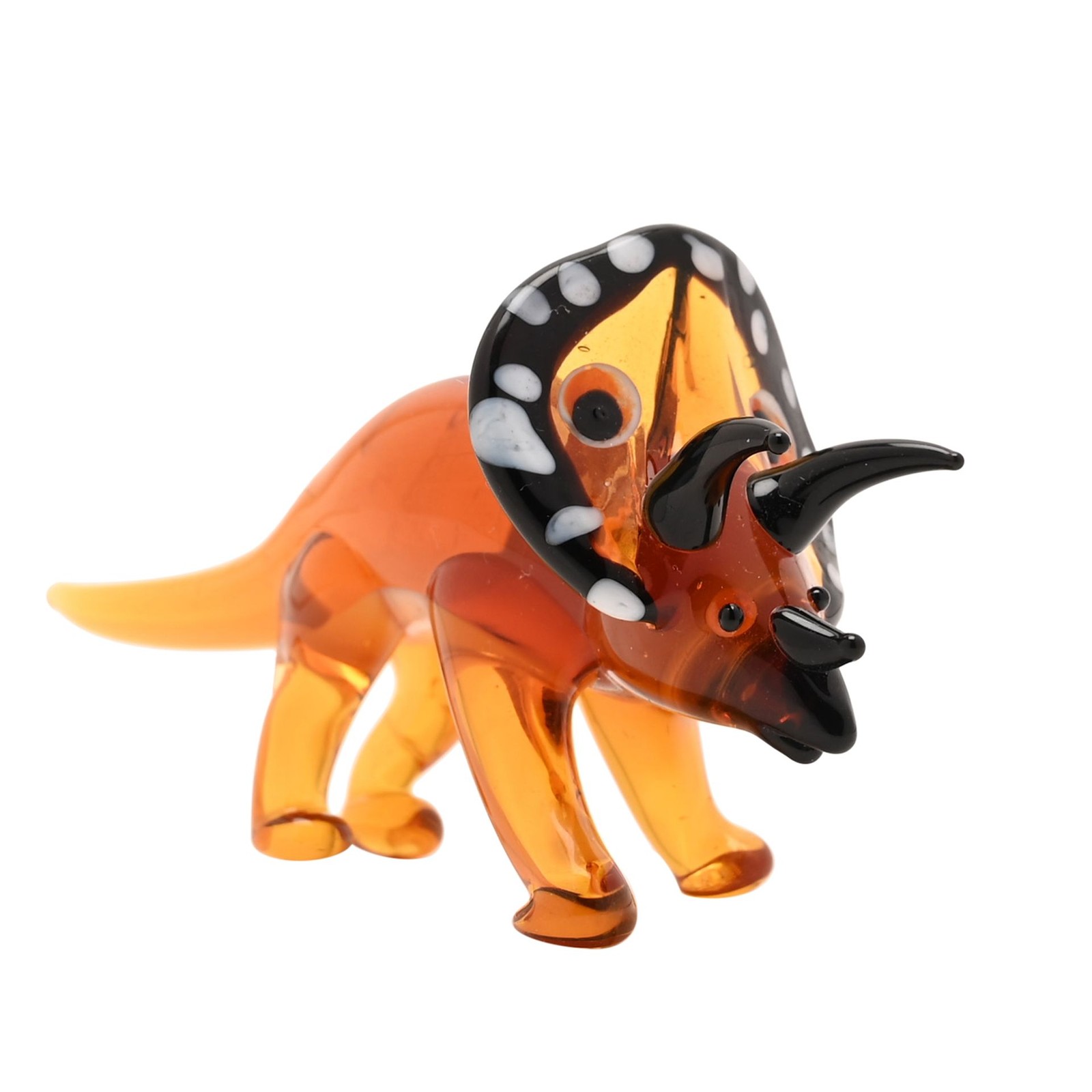 Miniature Glass Figurine Triceratops 4.00cm Decorative Ornament Display Gift