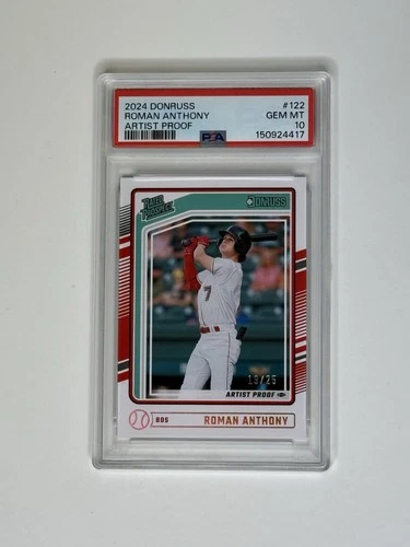 Roman Anthony Rated Prospect /25 Artist Proof 2024 Donruss #122 PSA 10  Pop 3 !