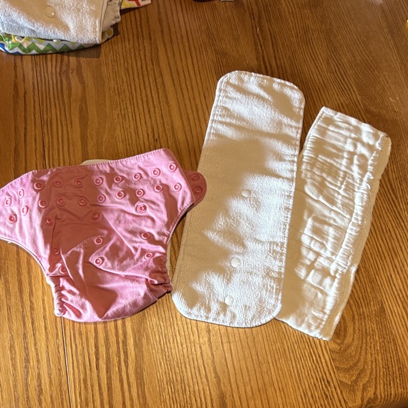 Bumgenius Cloth Diaper Cover Pink w/ White Inserts One Size Fits Most