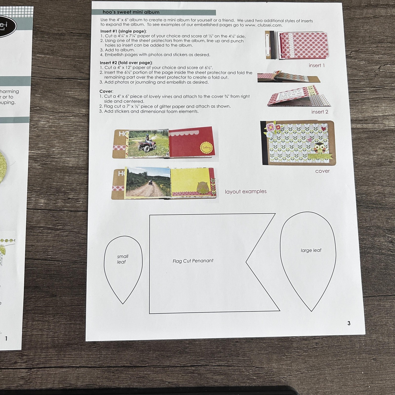 SEI Hoo's Sweet Owl Scrapbooking Kit 4x6 Album Stickers Paper Craft Set New