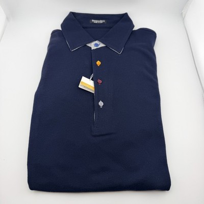 STEFANO RICCI Four Button Blue Polo Shirt Size XL