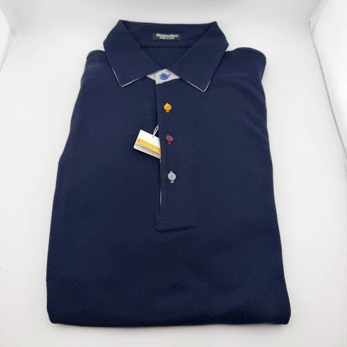 STEFANO RICCI Four Button Blue Polo Shirt Size XL