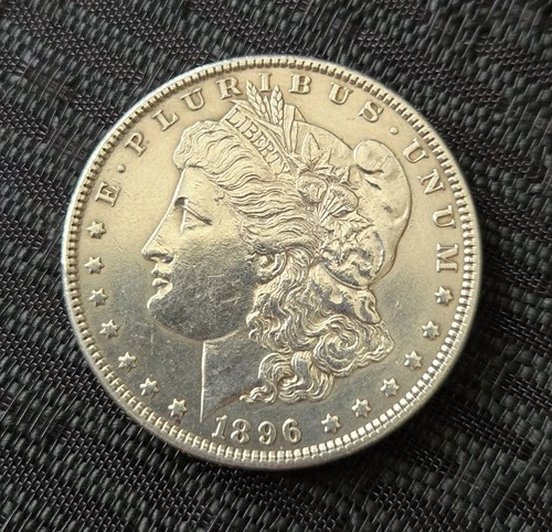 1896 Morgan Silver Dollar 90% Silver AU Very Fine/Breast Feathers