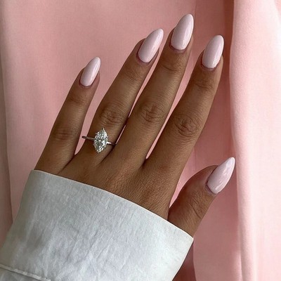 Marquise Moissanite Solitaire Engagement Ring 14K White Gold Plain Simple Ring