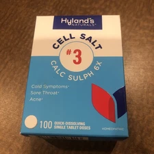 Cell Salt #3, Calc Sulph 6X, 100 Quick-Dissolving Tablet Cold, Throat, Acne