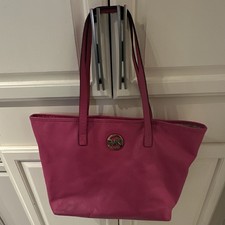 Michael Kors Pink Pebbled Tote Bag w/ Wallet, Logo, Magnetic Closure, Gold