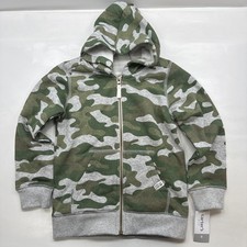 Size 6 Boys NEW Carter’s Kids Hooded Jacket Green & Gray Camo Full Zip NWT