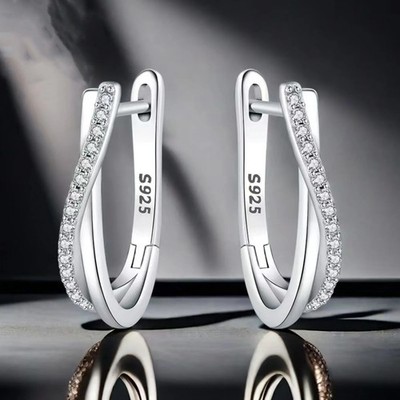 Silber Stern-Ohrringe Creolen Damen 925 Silber Zirkon