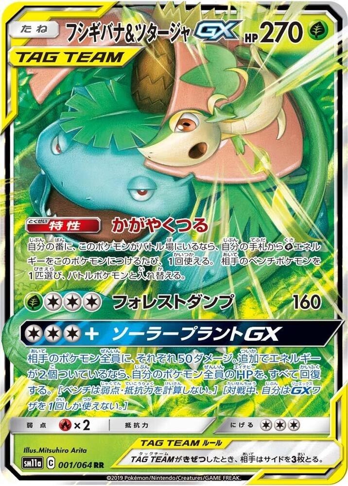 Venusaur & Snivy GX 001/064 Sm11a: Remix Bout Holo (Japanese)