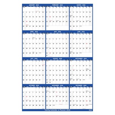 2026 Yearly Wall Calendar - Large 2026, Jan 2026 - Dec 2026,... 
