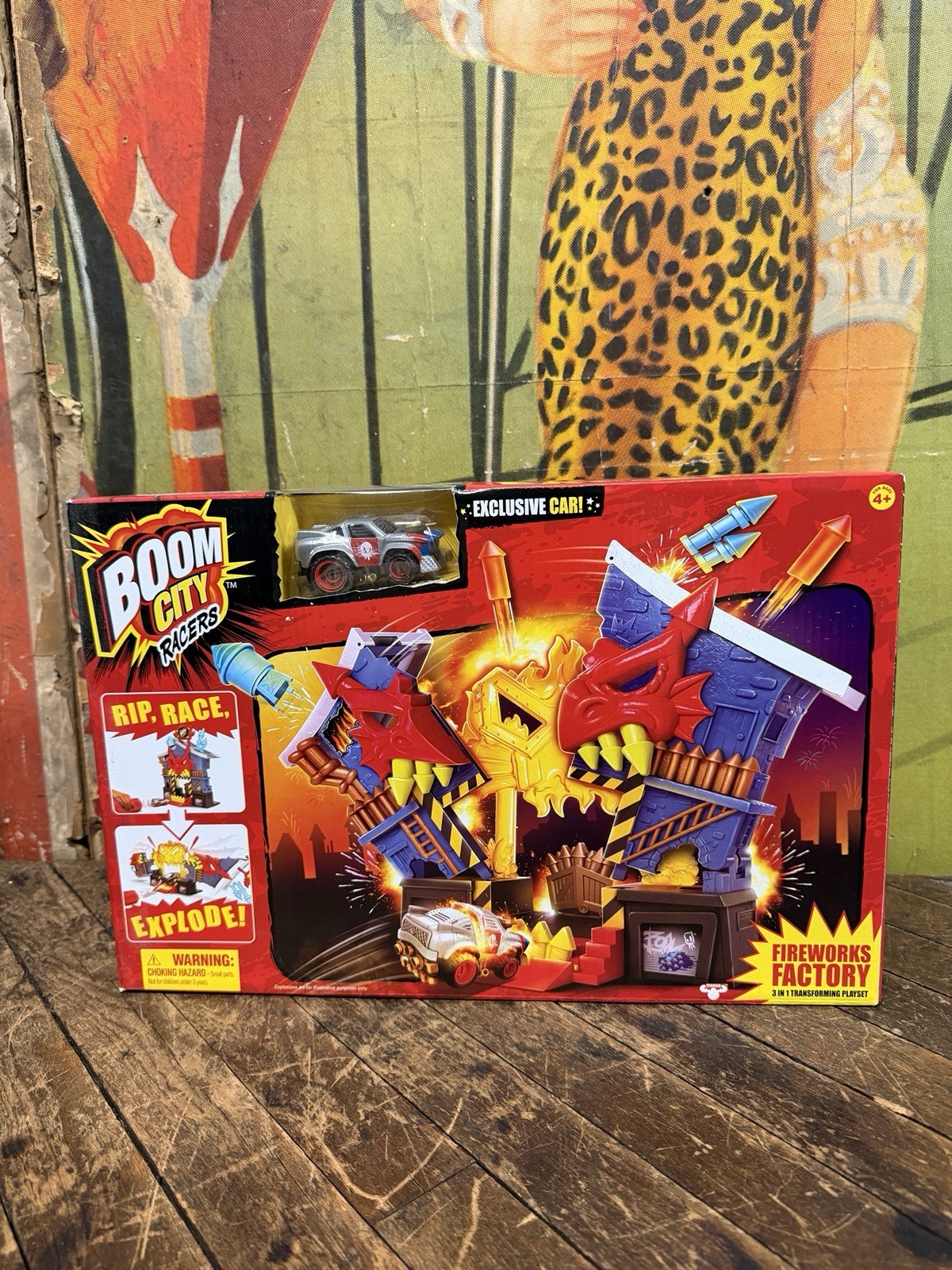 BOOM CITY RACERS FIREWORKS FACTORY 3 IN 1 TRANSFORMING PLAYSET CAR HOT WHEELS